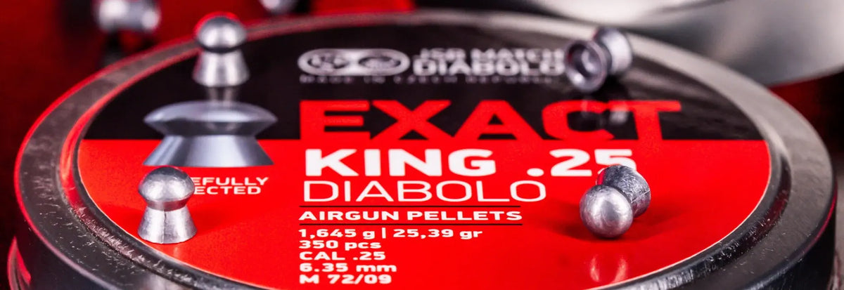 JSB DIABOLO EXACT KING .25/ 6.35mm 25.39 GRAIN – 350/ TIN